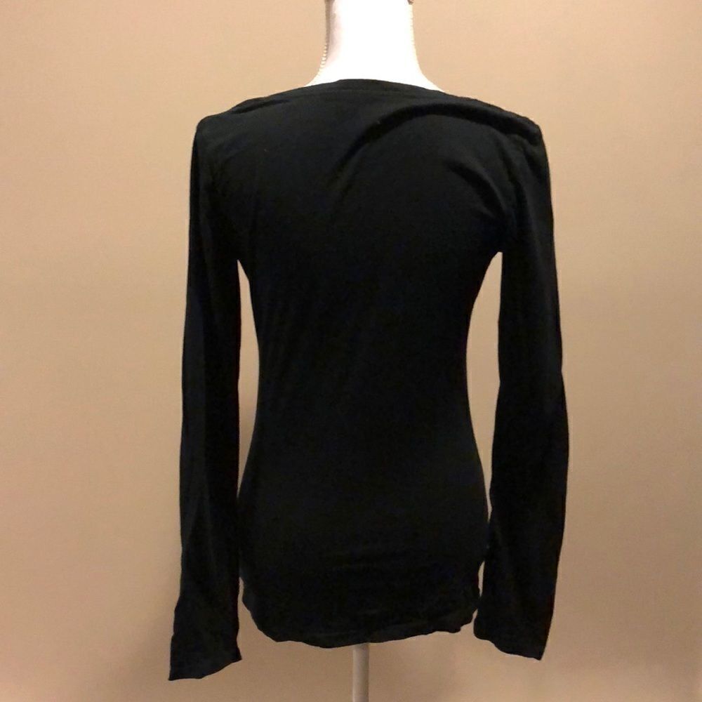 Pookie & Sebastian V Neck Black Longsleeve Shirt - Picture 4 of 5
